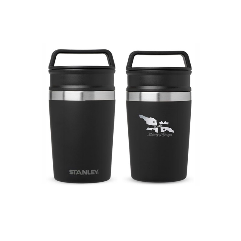 STANLEY 236ml SHORT TRAVEL MUG MATTE BLACK Tbilisi Logo - OutDoor Shop